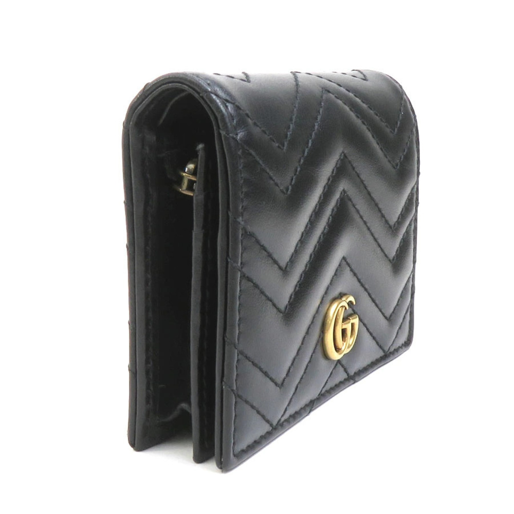 Gucci Bi wallet GG fold Marmont Black Leather Black